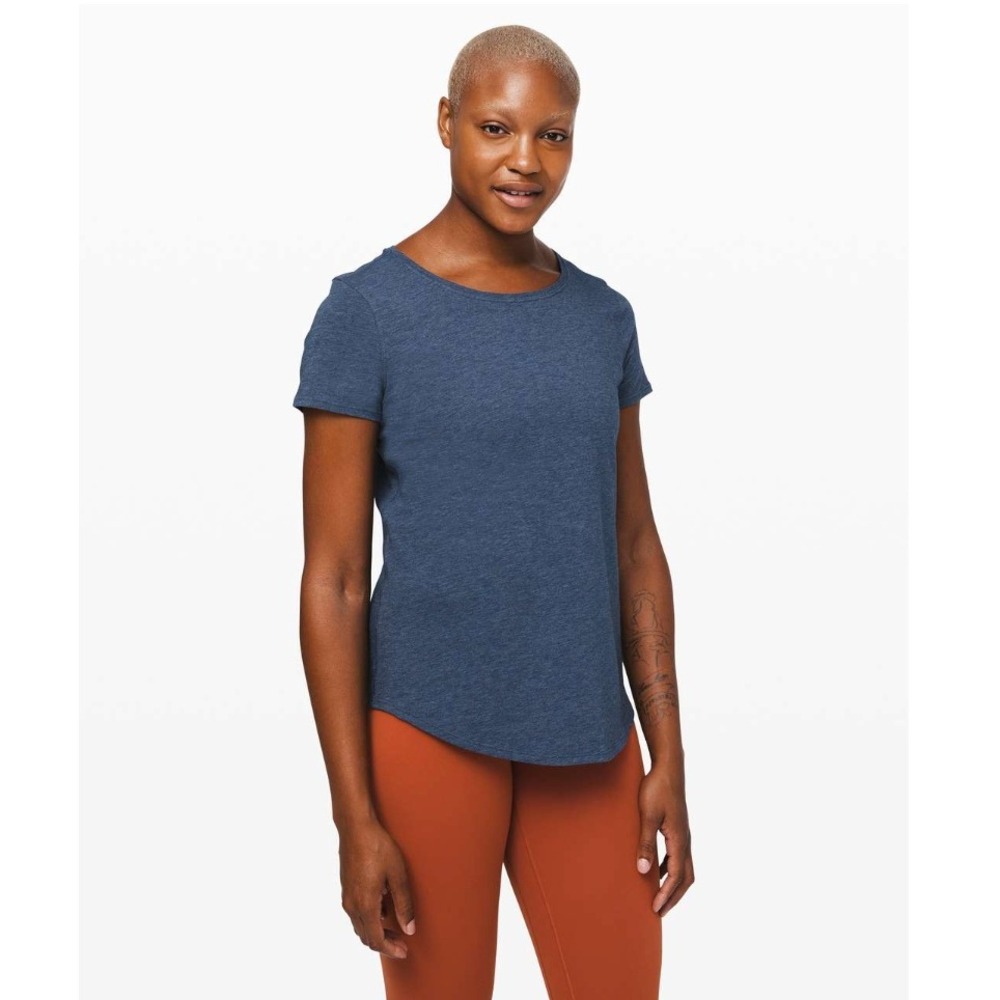 Lululemon Love Crew III Heathered Code Blue Size 10 Soft Pima Cotton